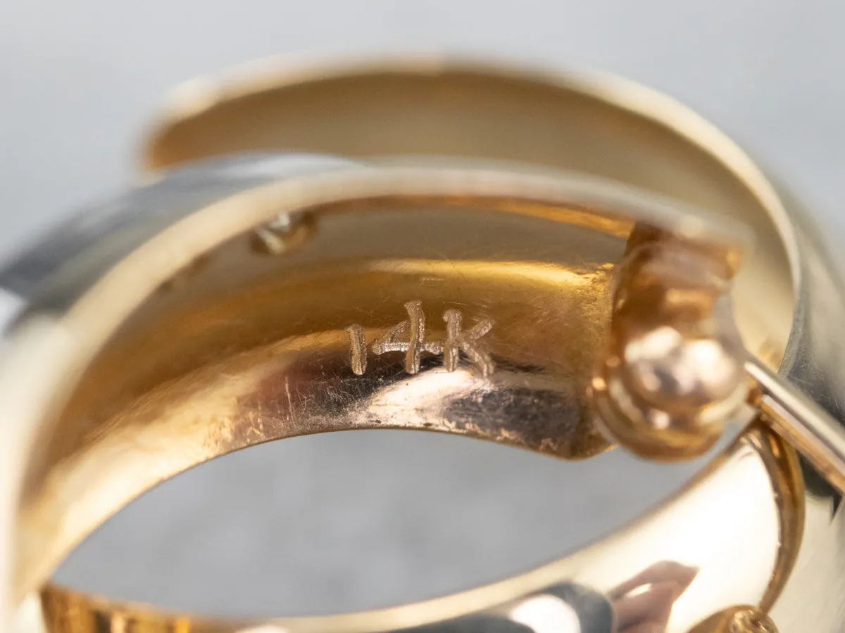 Two Tone Gold Diamond Hoop Earrings