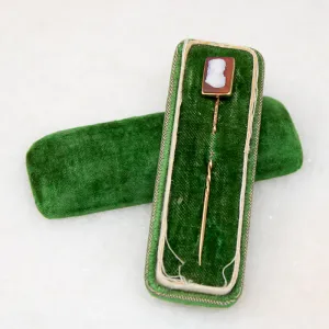 Victorian Hardstone Cameo Bust on Gold Stick Pin