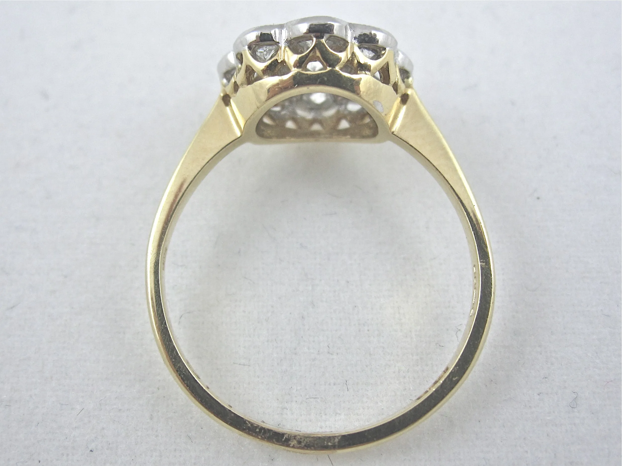 Victorian Style Diamond Daisy Cluster Ring 1.10ct 18ct Yellow Gold