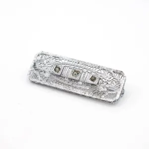 Vintage 1930s May and Malone Rhinestone and Silver Tone Filigree Bar Pin
