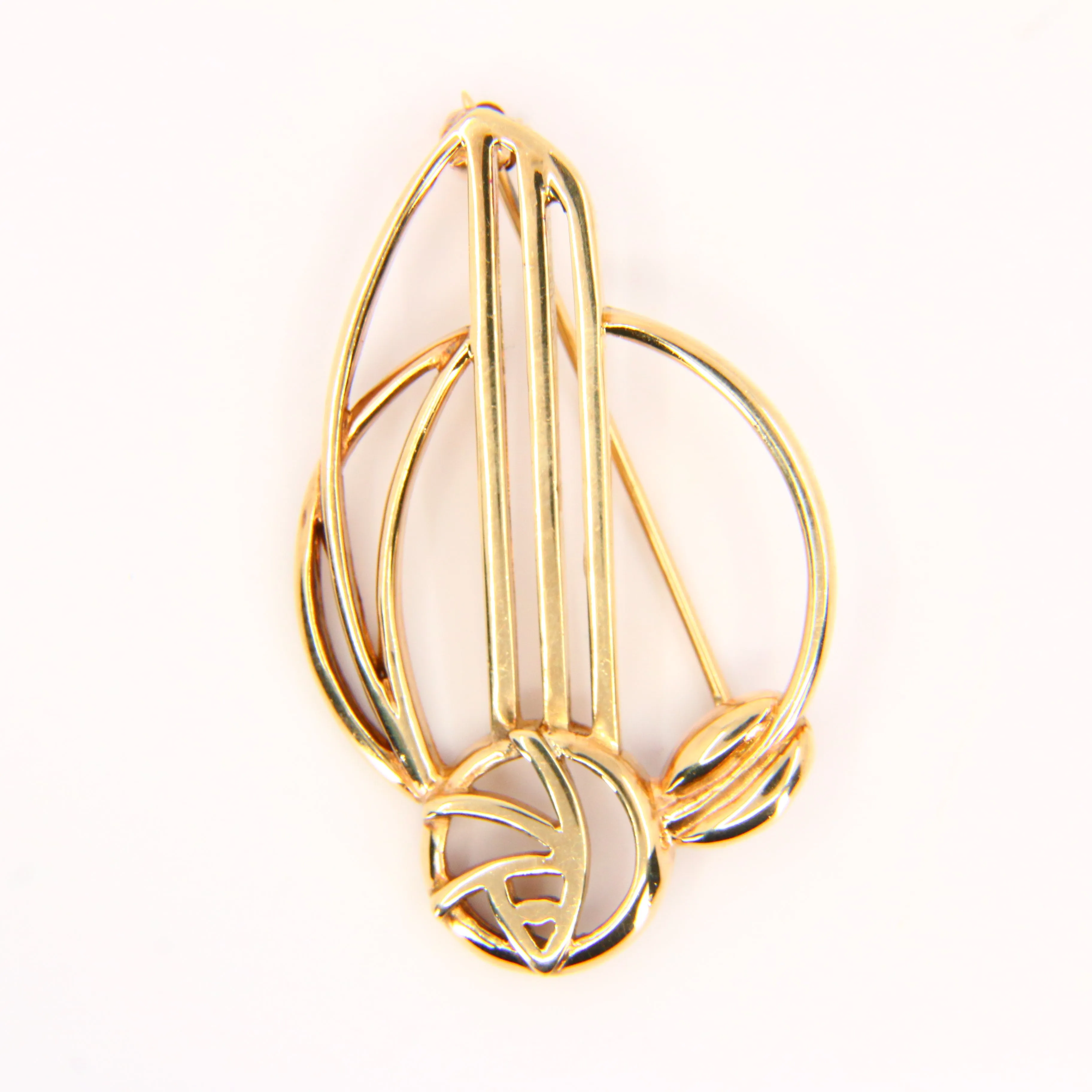 Vintage 9ct Charles Rennie Mackintosh Gold Brooch Hallmarked Yellow Gold Boxed