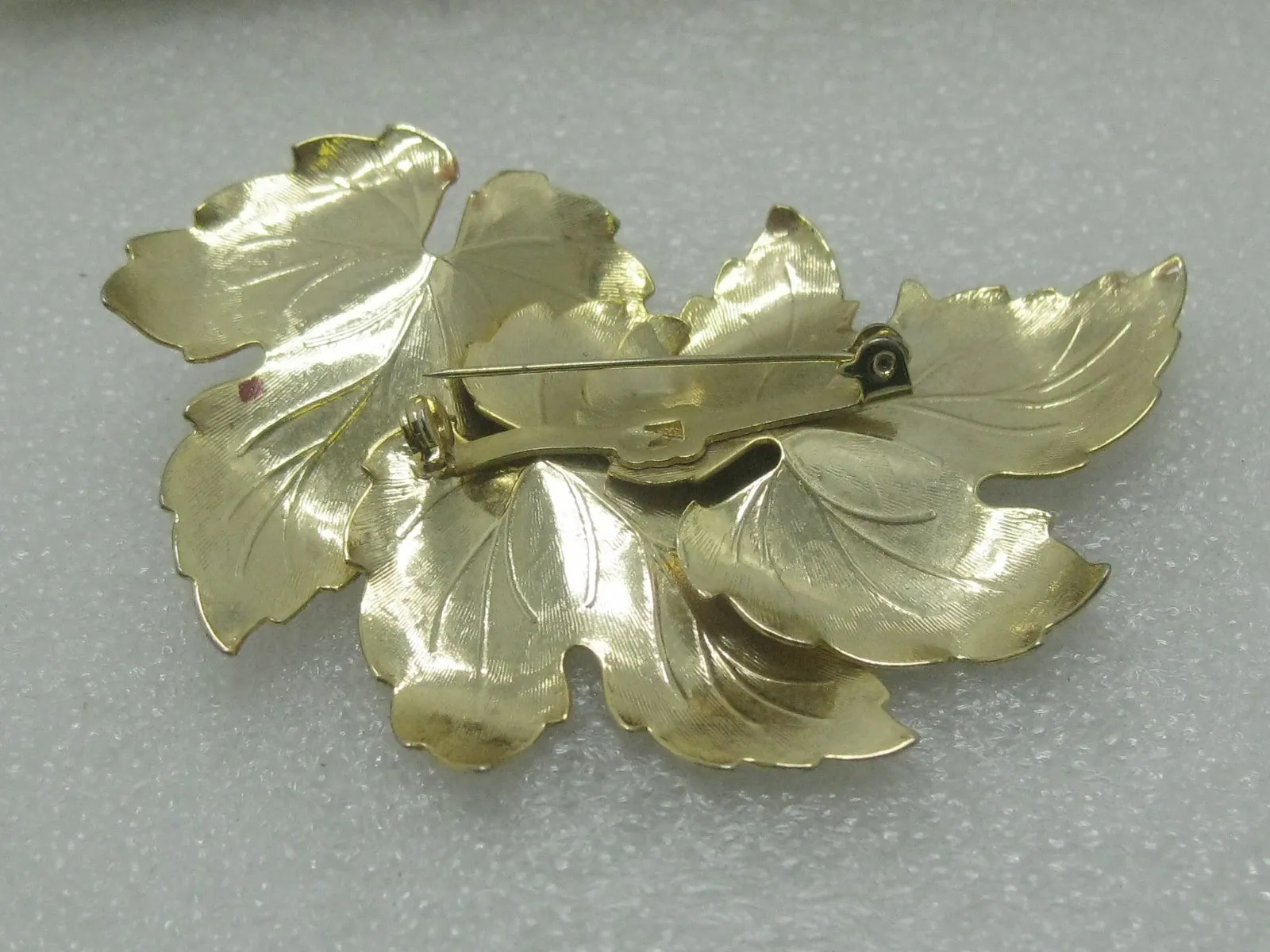 Vintage Enameled Fall Leaves Brooch 3", Gold Tone, 1960's-1970's