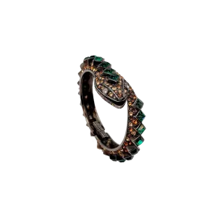 Vintage Gunmetal & Topaz Snake Bracelet