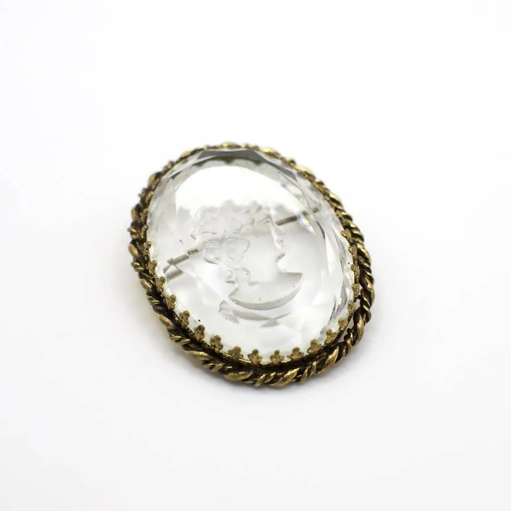 Vintage Victorian Style Reverse Carved Simulated Rock Crystal Intaglio