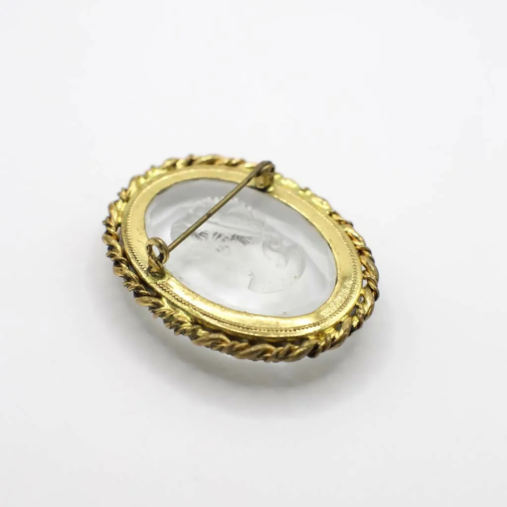 Vintage Victorian Style Reverse Carved Simulated Rock Crystal Intaglio