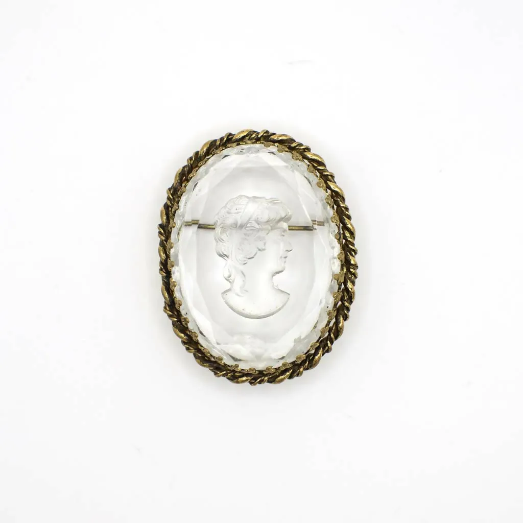 Vintage Victorian Style Reverse Carved Simulated Rock Crystal Intaglio