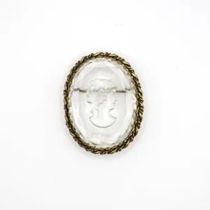 Vintage Victorian Style Reverse Carved Simulated Rock Crystal Intaglio
