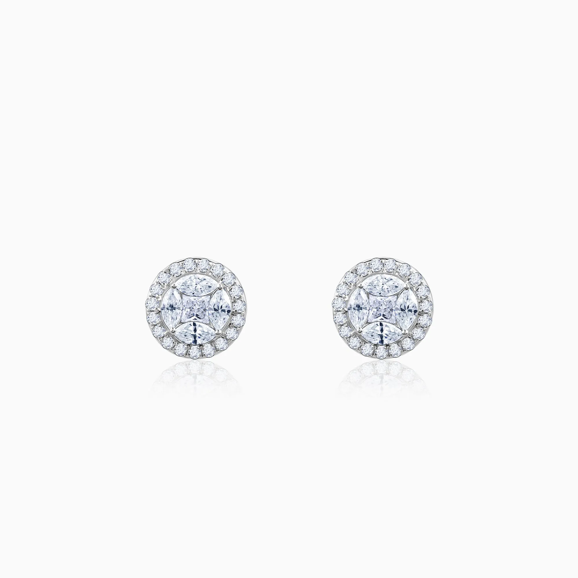 White Gold Circle of Life Diamond Earrings