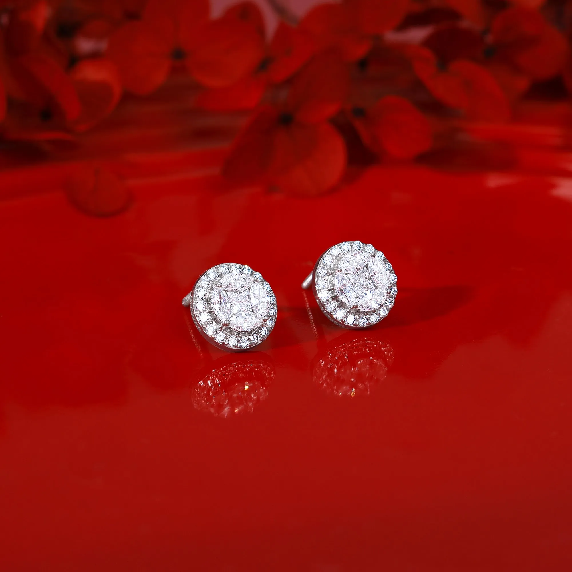 White Gold Circle of Life Diamond Earrings