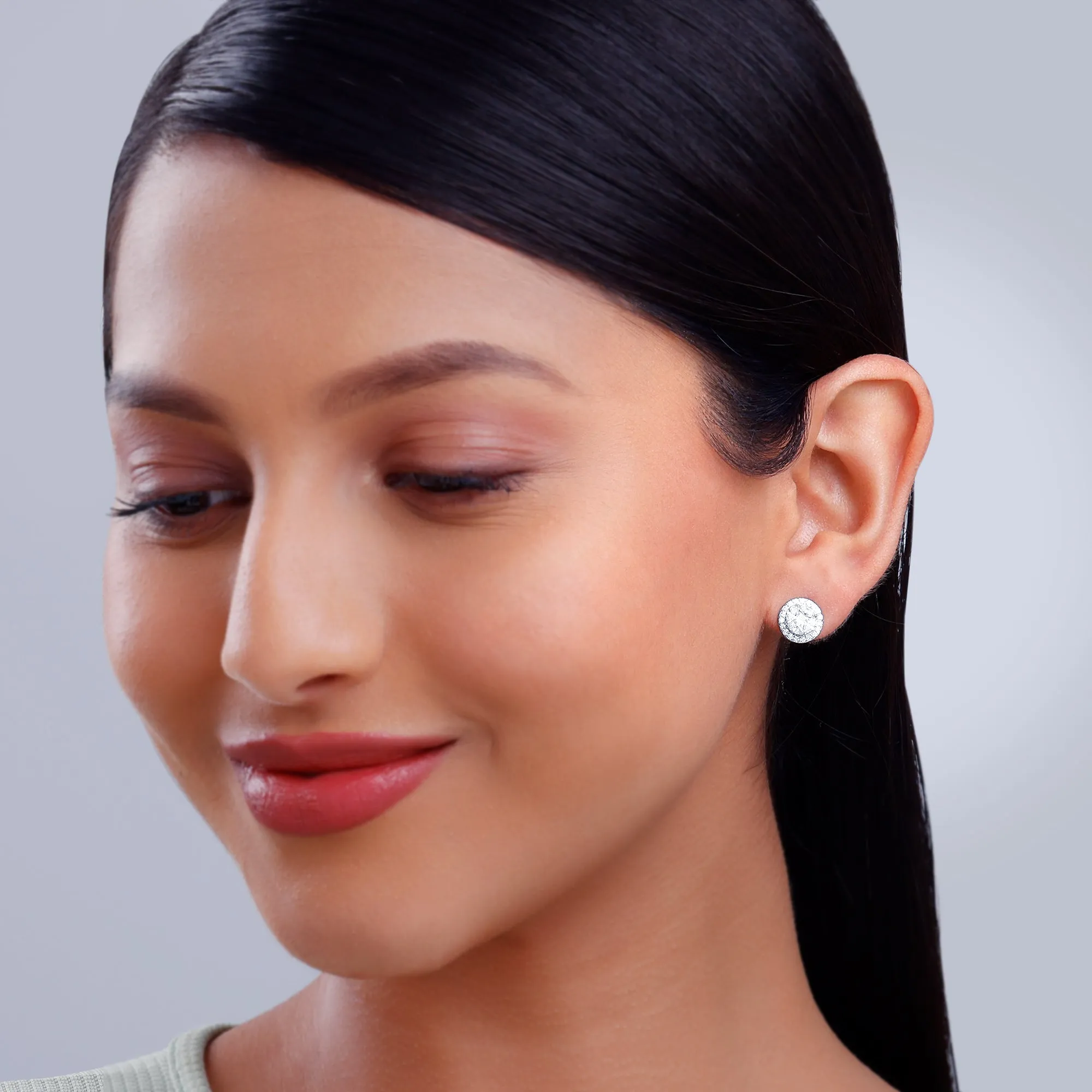 White Gold Circle of Life Diamond Earrings