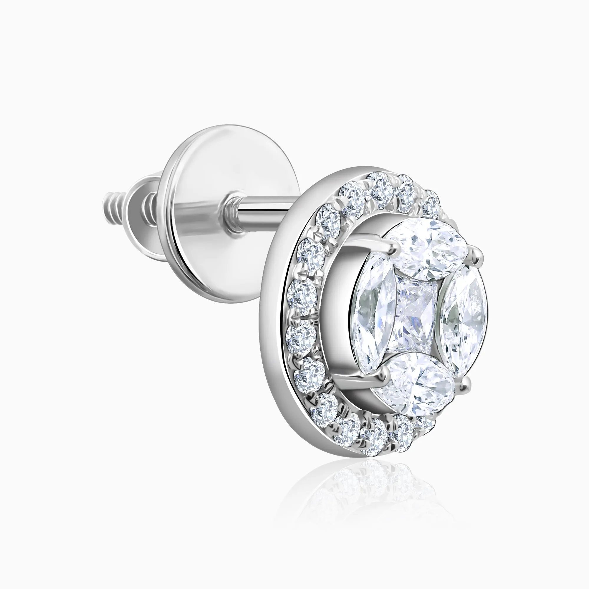 White Gold Circle of Life Diamond Earrings