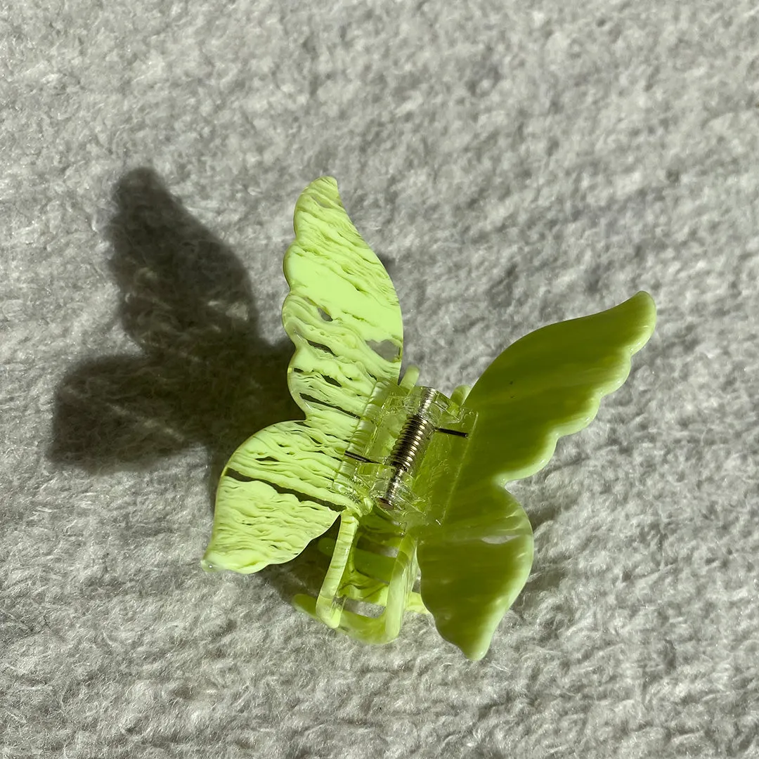 XL BUTTERFLY CLIP TEXTURED LIME