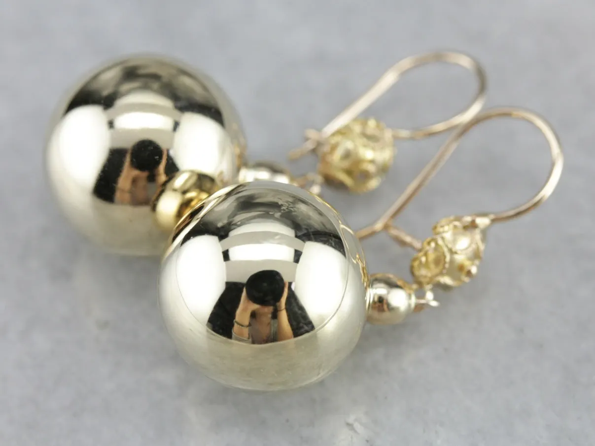 Yellow Gold Ball Drop Earrings
