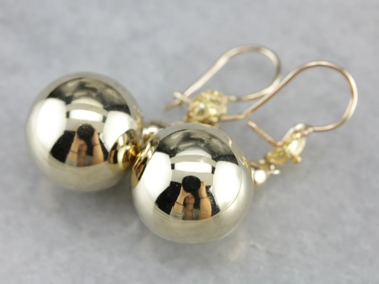 Yellow Gold Ball Drop Earrings