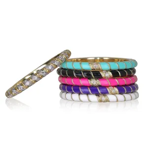Yvonne Leon Diamond Enamel Gold Stacking Rings