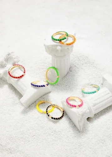 Yvonne Leon Diamond Enamel Gold Stacking Rings