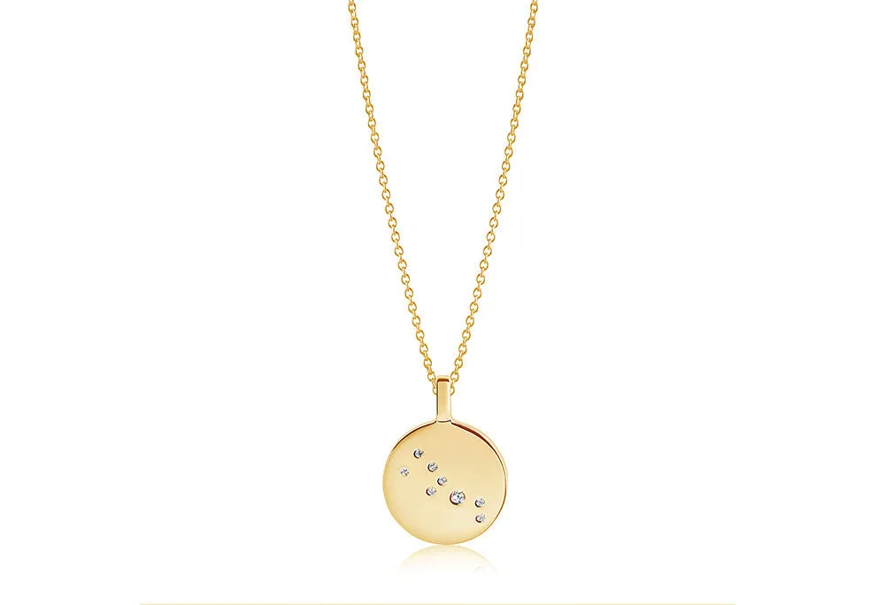 Zodiaco Taurus Gold Plated Necklace w. White Zirconias